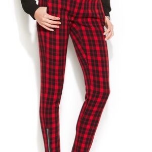 Plaid Skinny Pants in Red and Black